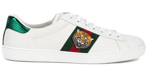 gucci ace removable embroidered tiger patch sneakers in white|gucci ace sneakers price increase.